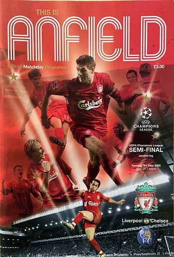 programme cover for Liverpool v Chelsea, Tuesday, 3rd May 2005