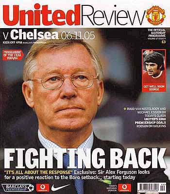 programme cover for Manchester United v Chelsea, 6th Nov 2005