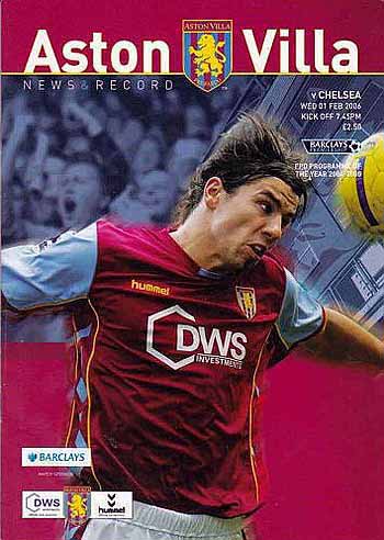 programme cover for Aston Villa v Chelsea, 1st Feb 2006