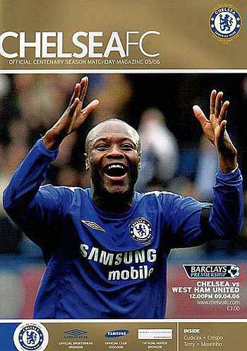 programme cover for Chelsea v West Ham United, Sunday, 9th Apr 2006