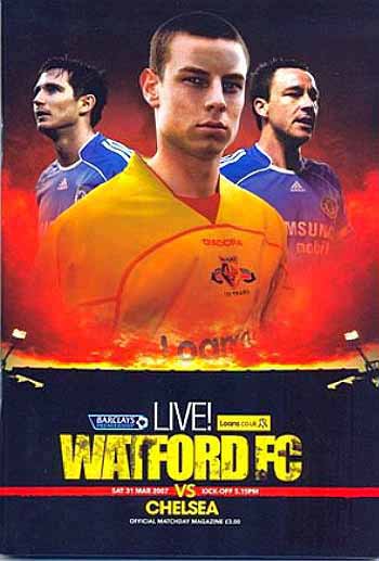 programme cover for Watford v Chelsea, 31st Mar 2007
