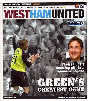 programme cover for West Ham United v Chelsea, 18th Apr 2007