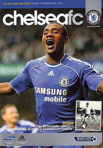 programme cover for Chelsea v West Ham United, 1st Dec 2007