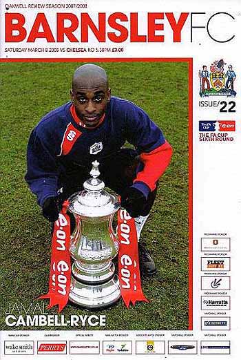 programme cover for Barnsley v Chelsea, Saturday, 8th Mar 2008