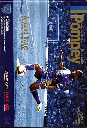 programme cover for Portsmouth v Chelsea, Wednesday, 24th Sep 2008