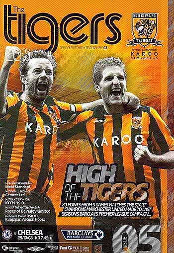 programme cover for Hull City v Chelsea, 29th Oct 2008