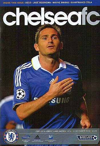 programme cover for Chelsea v West Ham United, 14th Dec 2008