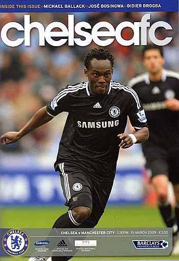 programme cover for Chelsea v Manchester City, 15th Mar 2009