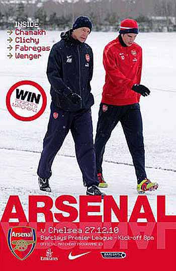 programme cover for Arsenal v Chelsea, Monday, 27th Dec 2010