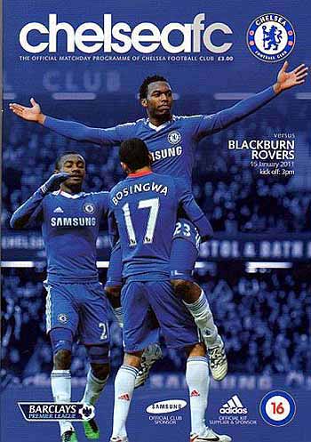 programme cover for Chelsea v Blackburn Rovers, Saturday, 15th Jan 2011