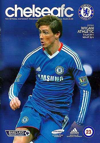 programme cover for Chelsea v Wigan Athletic, 9th Apr 2011