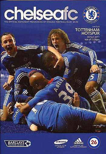 programme cover for Chelsea v Tottenham Hotspur, 30th Apr 2011