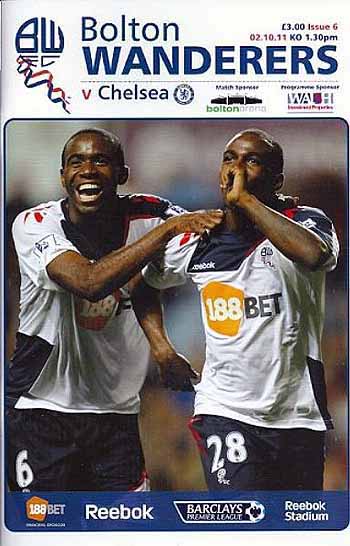 programme cover for Bolton Wanderers v Chelsea, Sunday, 2nd Oct 2011