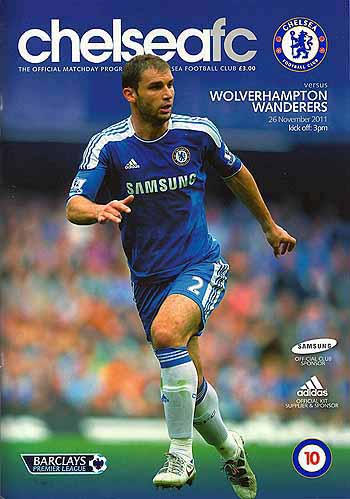 programme cover for Chelsea v Wolverhampton Wanderers, 26th Nov 2011