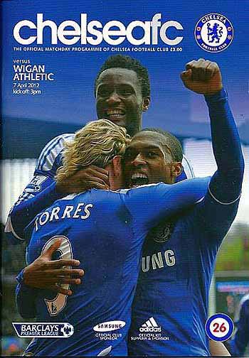 programme cover for Chelsea v Wigan Athletic, Saturday, 7th Apr 2012
