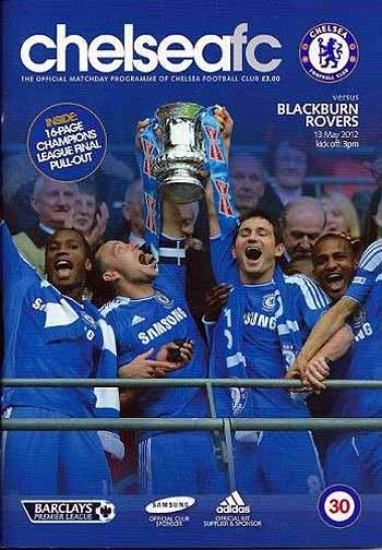 programme cover for Chelsea v Blackburn Rovers, 13th May 2012