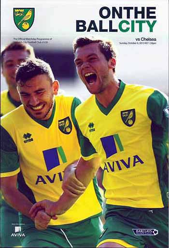 programme cover for Norwich City v Chelsea, 6th Oct 2013