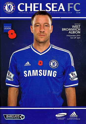 programme cover for Chelsea v West Bromwich Albion, 9th Nov 2013