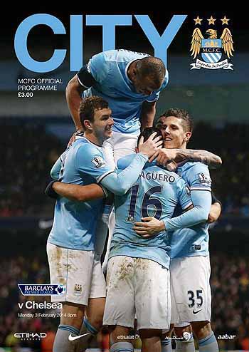 programme cover for Manchester City v Chelsea, 3rd Feb 2014