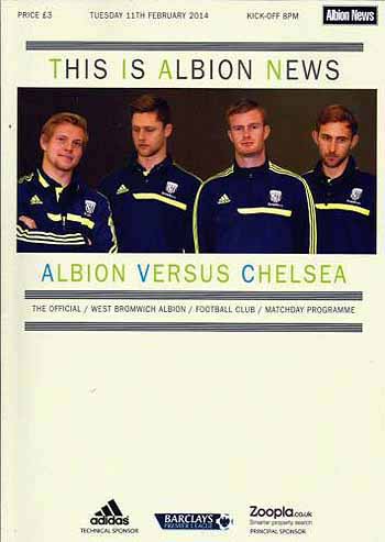 programme cover for West Bromwich Albion v Chelsea, 11th Feb 2014