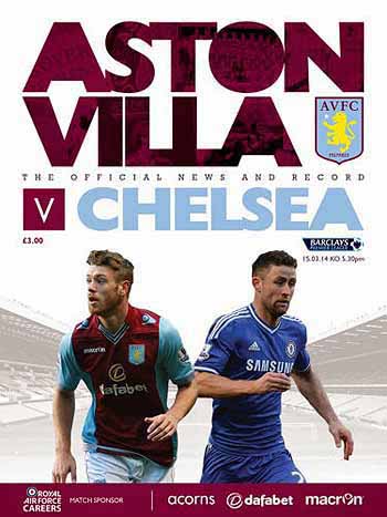 programme cover for Aston Villa v Chelsea, 15th Mar 2014