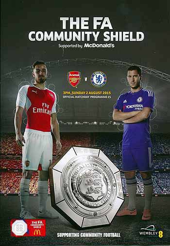 programme cover for Arsenal v Chelsea, 2nd Aug 2015