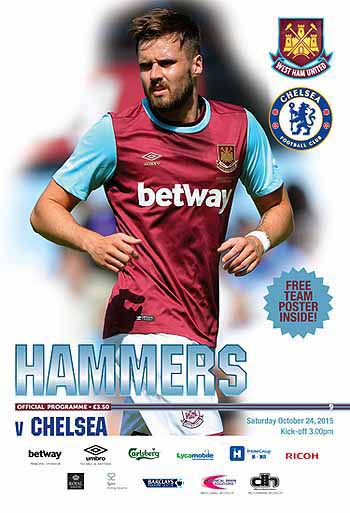 programme cover for West Ham United v Chelsea, 24th Oct 2015