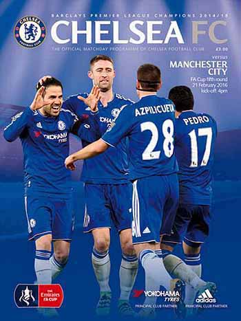 programme cover for Chelsea v Manchester City, 21st Feb 2016
