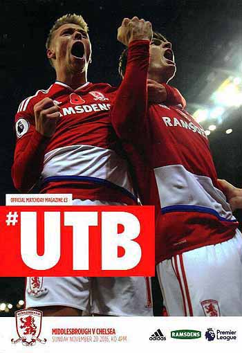 programme cover for Middlesbrough v Chelsea, 20th Nov 2016