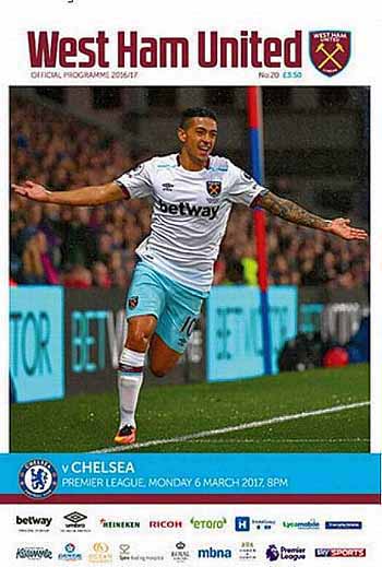 programme cover for West Ham United v Chelsea, 6th Mar 2017