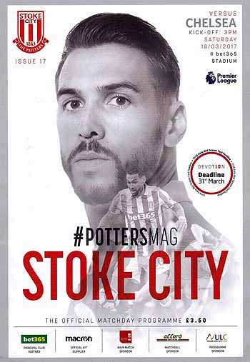 programme cover for Stoke City v Chelsea, 18th Mar 2017