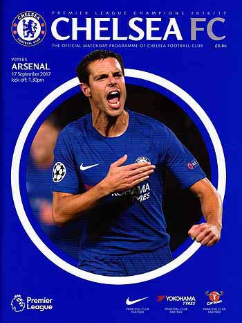 programme cover for Chelsea v Arsenal, 17th Sep 2017