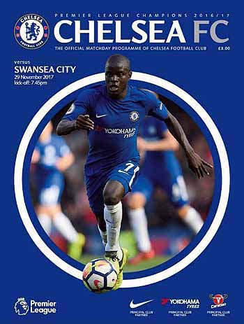 programme cover for Chelsea v Swansea City, 29th Nov 2017