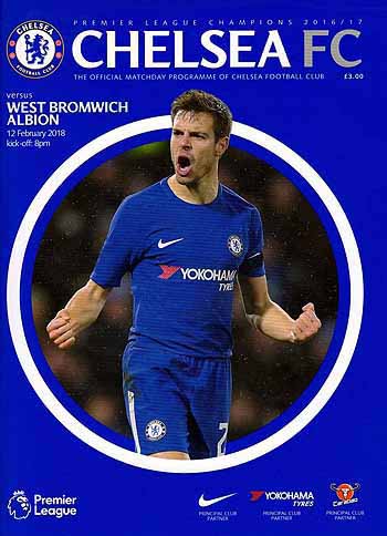 programme cover for Chelsea v West Bromwich Albion, 12th Feb 2018
