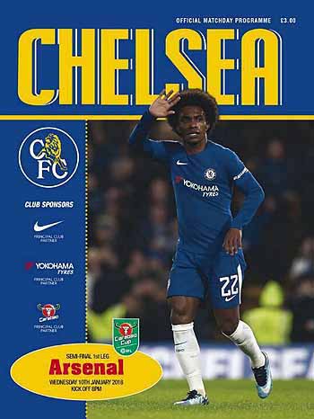 programme cover for Chelsea v Arsenal, 10th Jan 2018