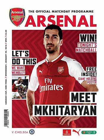 programme cover for Arsenal v Chelsea, 24th Jan 2018