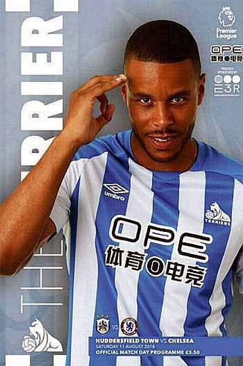 programme cover for Huddersfield Town v Chelsea, 11th Aug 2018