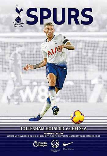 programme cover for Tottenham Hotspur v Chelsea, 24th Nov 2018