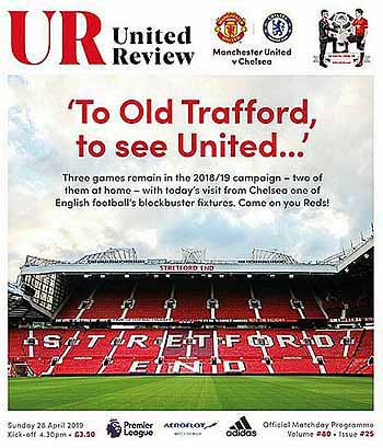 programme cover for Manchester United v Chelsea, 28th Apr 2019