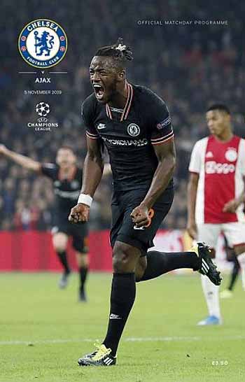 programme cover for Chelsea v Ajax, 5th Nov 2019