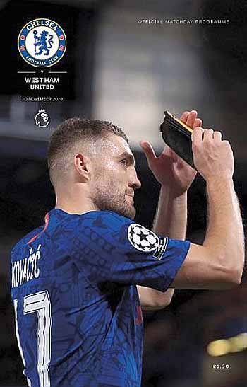 programme cover for Chelsea v West Ham United, Saturday, 30th Nov 2019