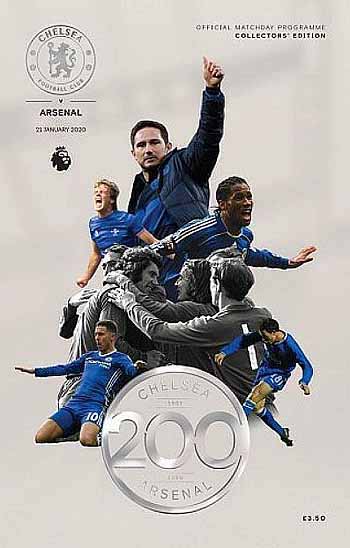 programme cover for Chelsea v Arsenal, 21st Jan 2020