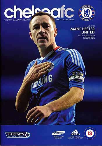 programme cover for Chelsea v Manchester United, 19th Dec 2010