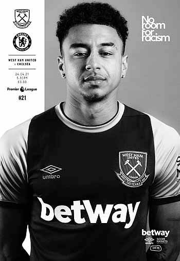 programme cover for West Ham United v Chelsea, 24th Apr 2021