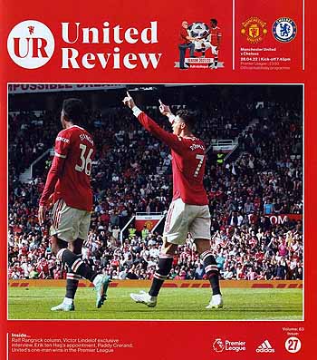 programme cover for Manchester United v Chelsea, 28th Apr 2022