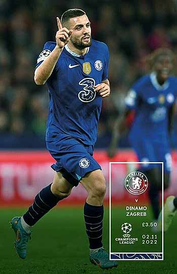 programme cover for Chelsea v Dinamo Zagreb, 2nd Nov 2022