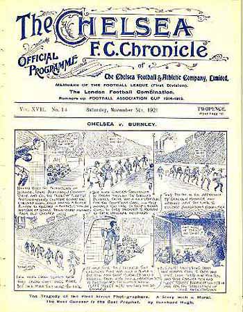 programme cover for Chelsea v Sheffield United, Saturday, 5th Nov 1921