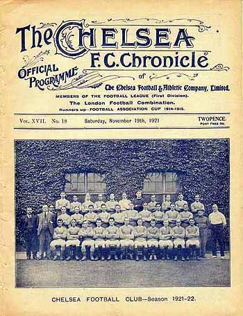 programme cover for Chelsea v Bradford City, Saturday, 19th Nov 1921