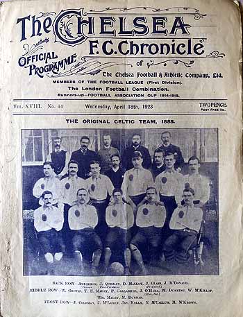 programme cover for Chelsea v Celtic, 18th Apr 1923