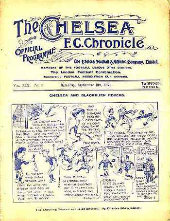 programme cover for Chelsea v Aston Villa, Saturday, 8th Sep 1923